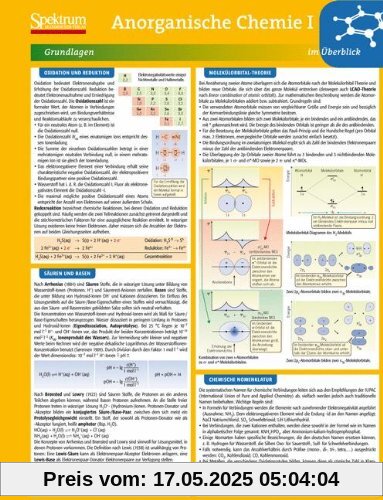Lerntafel: Anorganische Chemie I im Überblick (Lerntafeln Chemie)