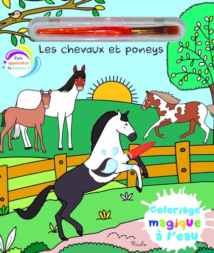 Les chevaux et poneys - Coloriage magique à l'eau: Avec un pinceau inclus