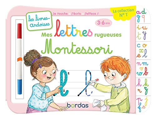 Les livres-ardoises - Mes lettres rugueuses Montessori: Avec un feutre effaçable