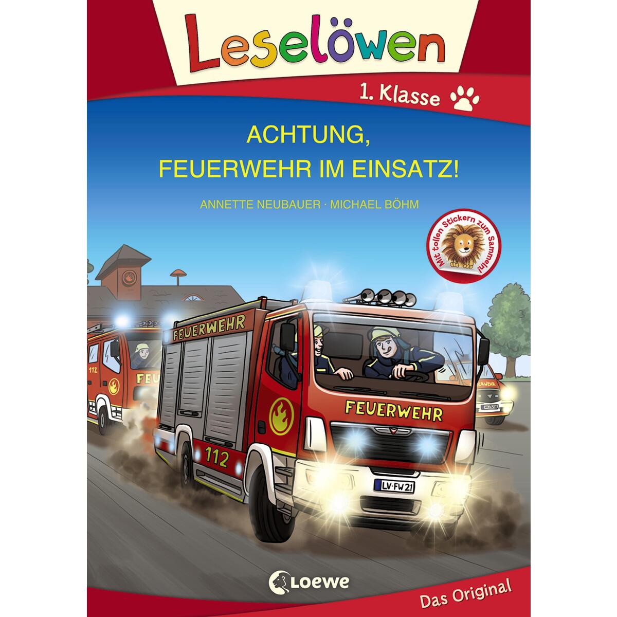 Leselöwen 1. Klasse - Achtung, Feuerwehr im Einsatz! (Großbuchstabenausgabe) von Loewe Verlag GmbH