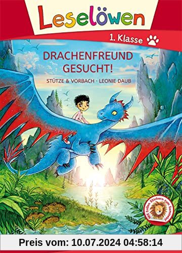 Leselöwen 1. Klasse - Drachenfreund gesucht! (Großbuchstabenausgabe): Mit Leselernschrift ABeZeh - Erstlesebuch für Kinder ab 6 Jahren