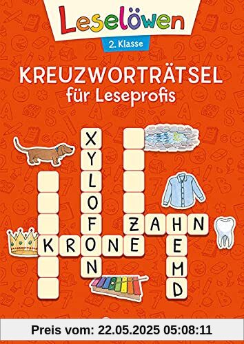 Leselöwen Kreuzworträtsel für Leseprofis - 2. Klasse (Rotorange): Rätselbuch zum Lesenlernen für Kinder ab 7 Jahre (Leselöwen Rätselwelt)