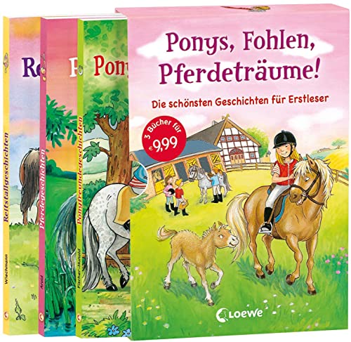 Leselöwen - Ponys, Fohlen, Pferdeträume!: Die schönsten Geschichten zum Lesenlernen - Schuber mit drei Bänden für Kinder ab 6 Jahre