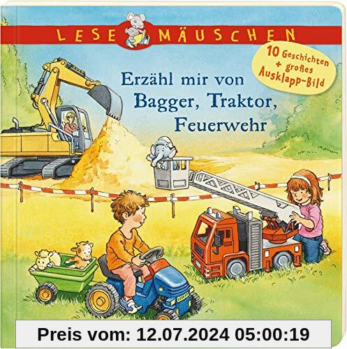 Lesemäuschen: Erzähl mir von Bagger, Traktor, Feuerwehr   Vorlesebuch ab 2 Jahren: Mein erstes Buch zum Vorlesen und Entdecken mit großem Ausklappbild