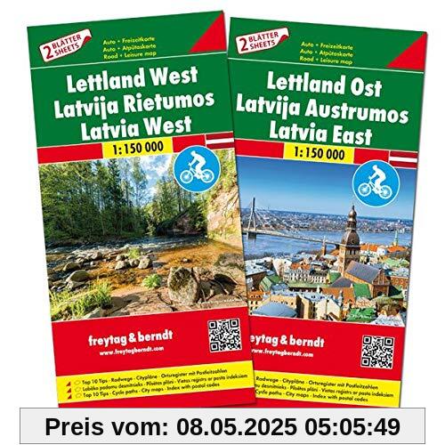 Lettland, Autokarten Set 1:150.000, Top 10 Tips: wegenkaart 1:150 000 (freytag & berndt Auto + Freizeitkarten)