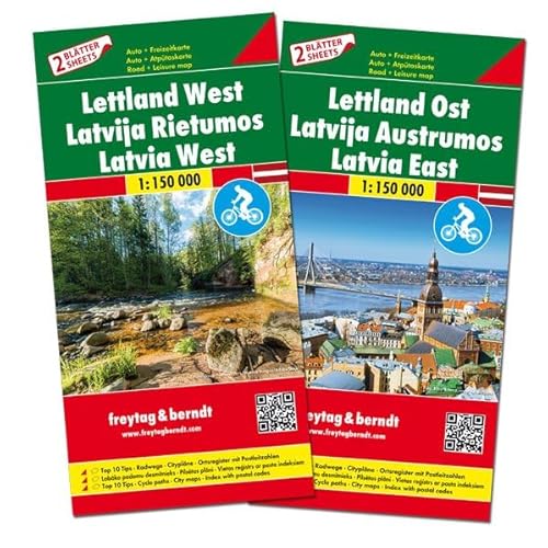 Lettland, Autokarten Set 1:150.000, Top 10 Tips: Lettland West / Lettland Ost von Freytag & Berndt