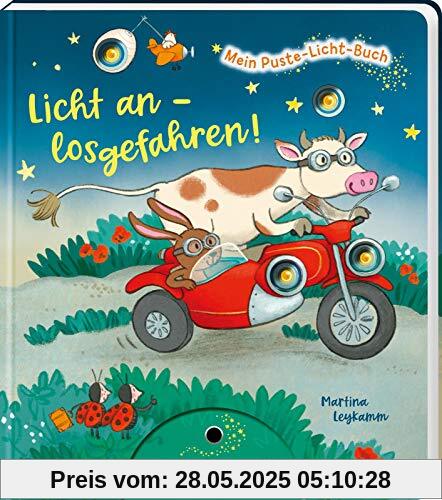 Licht an - losgefahren!: | Fahrzeuge-Pappebuch mit Puste-Licht und LED-Lämpchen, für Kinder ab 18 Monaten (Mein Puste-Licht-Buch)