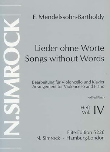 Lieder ohne Worte: Band 4. op. 85/102. Violoncello und Klavier.