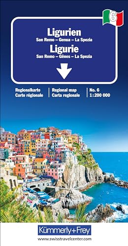 Ligurien Nr. 06 Regionalkarte Italien 1:200 000: San Remo, Genua und La Spezia (Kümmerly+Frey Regional-Strassenkarte, Band 6)