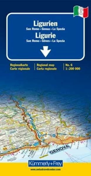 Ligurien: San Remo-Genua-La Spezia. Regionalkarte Nr. 6. Massstab 1:200000 (Kümmerly+Frey Regi...