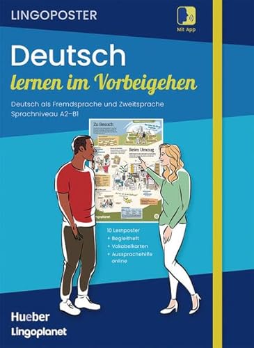 Lingoposter: Deutsch lernen im Vorbeigehen: 10 Lernposter / Paket: Sprachposter + Vokabelkarten + Begleitheft + App (Lingoplanet) von Hueber Verlag