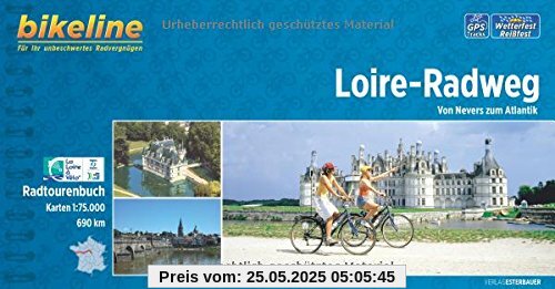 Loire-Radweg: Von Nevers zum Atlantik. 1:75.000, 690 km. GPS-Tracks-Download, wetterfest/reißfest, Spiralbindung