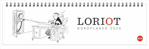 Loriot Büroplaner 2026: Humorvoller Tischkalender für mehr Organisation am Arbeitsplatz. Tischquerkalender mit Spiralbindung. Witziger Kalender für ... 32,5 x 9,3 cm (Postkartenkalender Heye) von Heye