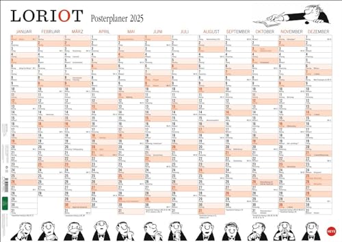 Loriot Posterplaner 2025: Das ganze Jahr den Überblick bewahren mit dem Poster-Kalender 2025: Platz für Notizen und Termine. Mit den humorvollen Zeichnungen von Loriot (Loriot Kalender Heye)