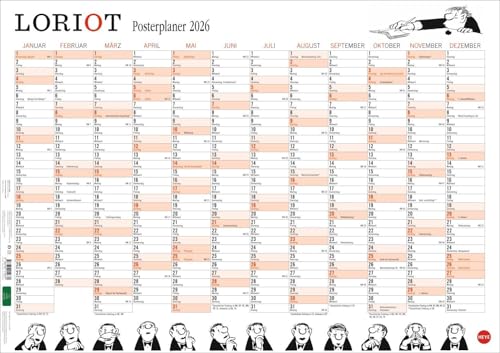 Loriot Posterplaner 2026: Das ganze Jahr den Überblick bewahren mit dem Poster-Kalender 2026: Platz für Notizen und Termine. Mit den humorvollen Zeichnungen von Loriot (Loriot Kalender Heye) von Heye