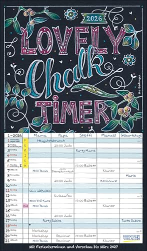 Lovely Chalk Timer 2026: Familienplaner mit 5 breiten Spalten. Typo-Art Familienkalender mit Ferienterminen, Zusatzspalte, Vorschau bis März 2027 und vielem mehr. Lovely Chalk Timer 2026: Familienplaner mit 5 breiten Spalten. Typo-Art Familienkalender mit Ferienterminen, Zusatzspalte, Vorschau bis März 2027 und vielem mehr. von Korsch Verlag