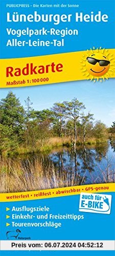 Lüneburger Heide - Vogelpark-Region, Aller-Leine-Tal: Radkarte mit Ausflugszielen, Einkehr- & Freizeittipps, wetterfest, reissfest, abwischbar. 1:100000 (Radkarte / RK)