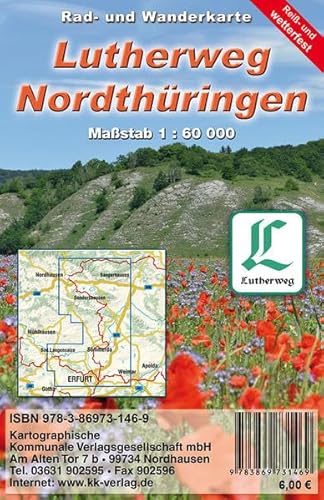 Lutherweg - Nordthüringen: Rad- und Wanderkarte (Reiß- und wetterfest)