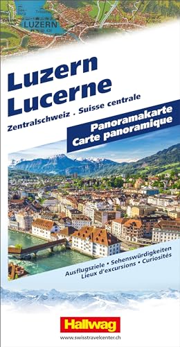 Luzern, Zentralschweiz, Panoramakarte (Hallwag Panoramakarten)