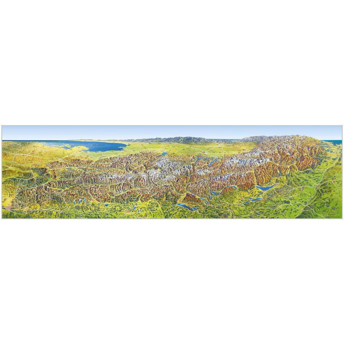 MARCO POLO Das Große Alpen Panorama Sommer, plano in Hülse von Mairdumont