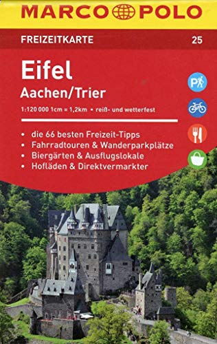 MARCO POLO Freizeitkarte Eifel, Aachen, Trier 1:120 000: Die 66 besten Freizeit-Tipps. Die Fahrradtouren & Wanderparkplätze. Biergärten & ... & Direktvermarkter. Reiß- und wetterfest MARCO POLO Freizeitkarte Eifel, Aachen, Trier 1:120 000: Die 66 besten Freizeit-Tipps. Die Fahrradtouren & Wanderparkplätze. Biergärten & ... & Direktvermarkter. Reiß- und wetterfest