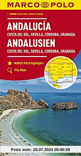 MARCO POLO Karte Andalusien, Costa del Sol, Sevilla, Cordoba, Granada 1:200 000 (MARCO POLO Karten 1:200.000)