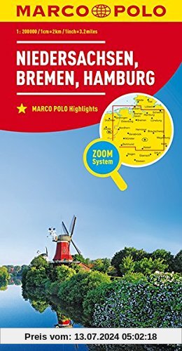 MARCO POLO Karte Deutschland Blatt 3 Niedersachsen, Bremen, Hamburg 1:200 000 (MARCO POLO Karten 1:200.000)