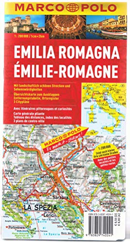 MARCO POLO Karte Emilia Romagna: Mit landschaftlich schönen Strecken und Sehenswürdigkeiten. Übersichtskarte zum Ausklappen, Entfernungstabelle, Ortsregister, 3 Citypläne (MARCO POLO Karten 1:200.000)