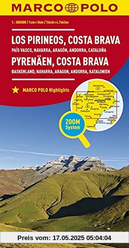 MARCO POLO Karte Spanien Pyrenäen, Costa Brava 1:300 000: Baskenland, Navarra, Aragon, Andorra, Katalonien (MARCO POLO Karten 1:300.000)