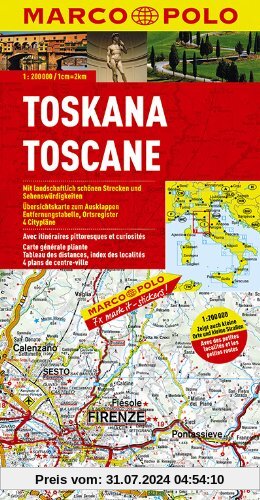 MARCO POLO Karte Toskana 1:200.000: Zeigt auch kleine Orte und kleine Straßen. Mit Namenverzeichnis