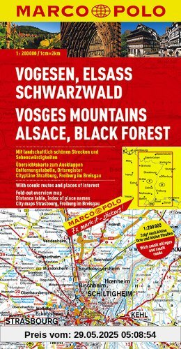 MARCO POLO Karte Vogesen, Elsass, Schwarzwald 1:200.000: Mit landschaftlich schönen Strecken und Sehenswürdigkeiten. Übersichtskarte zum Ausklappen, ... Citypläne Straßburg, Freiburg im Breisgau MARCO POLO Karte Vogesen, Elsass, Schwarzwald 1:200.000: Mit landschaftlich schönen Strecken und Sehenswürdigkeiten. Übersichtskarte zum Ausklappen, ... Citypläne Straßburg, Freiburg im Breisgau