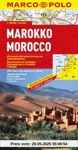 MARCO POLO Kontinentalkarte Marokko 1:800.000: Mit landschaftlich schönen Strecken und Sehenswürdigkeiten. Übersichtskarte zum Ausklappen, Entfernungstabelle, Ortsregister, 5 Citypläne MARCO POLO Kontinentalkarte Marokko 1:800.000: Mit landschaftlich schönen Strecken und Sehenswürdigkeiten. Übersichtskarte zum Ausklappen, Entfernungstabelle, Ortsregister, 5 Citypläne
