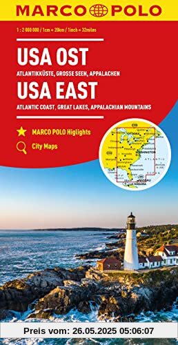 MARCO POLO Kontinentalkarte USA Ost 1:2 Mio.: Große Seen, Appalachen, Atlantikküste, Florida