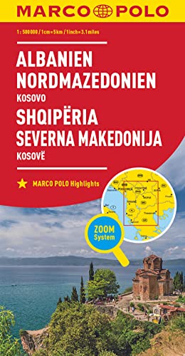 MARCO POLO Länderkarte Albanien, Nordmazedonien 1:500.000: Kosovo