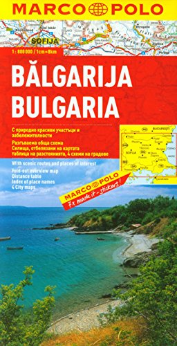 MARCO POLO Länderkarte Bulgarien 1:800.000: Mit landschaftlich schönen Strecken und Sehenswürdigkeiten. Übersichtskarte zum Ausklappen, Ortsregister, ... 4 Citypläne (MARCO POLO Länderkarten)