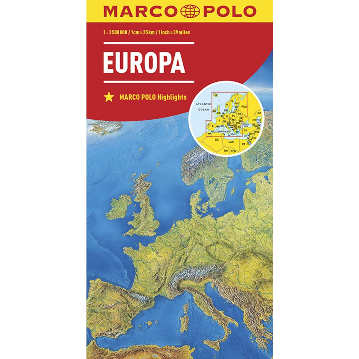 MARCO POLO Länderkarte Europa, physisch 1:2 500 000  Laufzeit bis 2025 von Mairdumont