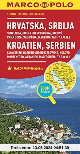 MARCO POLO Länderkarte Kroatien, Serbien, Bosnien und Herzegowina 1:800 000: Slowenien, Kosovo, Montenegro, Albanien, Mazedonien (MARCO POLO Länderkarten)