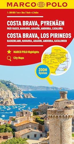 MARCO POLO Regionalkarte Costa Brava, Pyrenäen 1:300.000: Baskenland, Navarra, Aragon, Andorra, Katalonien von MAIRDUMONT