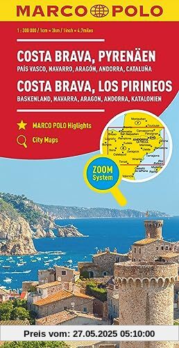 MARCO POLO Regionalkarte Costa Brava, Pyrenäen 1:300.000: Baskenland, Navarra, Aragon, Andorra, Katalonien