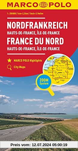 MARCO POLO Regionalkarte Frankreich: Hauts-de-France, Île-de-France 1:250 000 (MARCO POLO Karten 1:300.000)