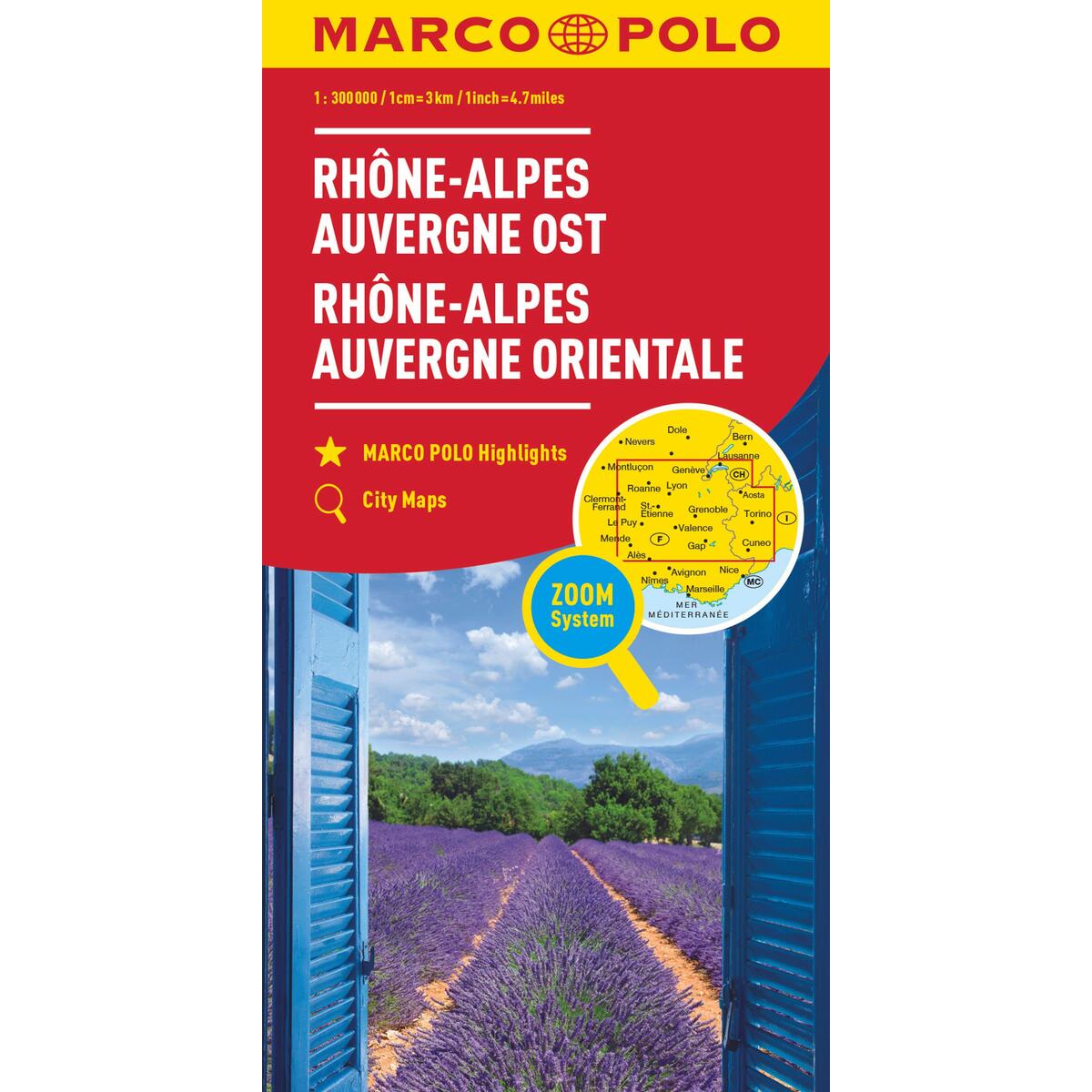 MARCO POLO Regionalkarte Frankreich: Rhône-Alpes, Auvergne Ost 1:300 000 von Mairdumont