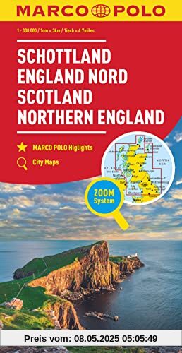 MARCO POLO Regionalkarte Schottland, England Nord 1:300.000: Also covers Northern England