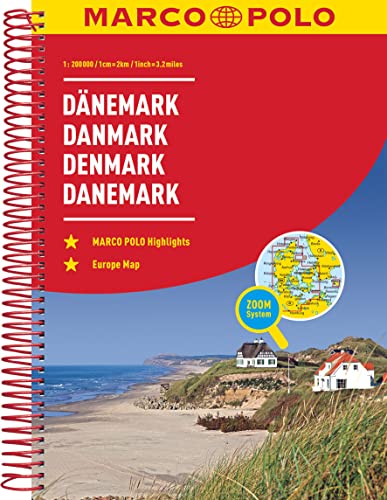MARCO POLO Reiseatlas Dänemark 1:200.000: Straßenatlas und Autoatlas mit Europa in 1:4,5 Mio. Spiralbindung von Mairdumont