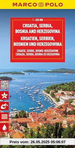 MARCO POLO Reisekarte Kroatien, Serbien, Bosnien und Herzegowina 1:650.000: Slowenien, Kosovo, Montenegro (Marco Polo Wegenkaart)