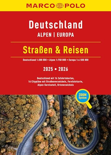 MARCO POLO Straßen & Reisen 2025/2026 Deutschland 1:300.000: Alpen 1:750.000, Europa 1:4,5 Mio. (MARCO POLO Reiseatlas)