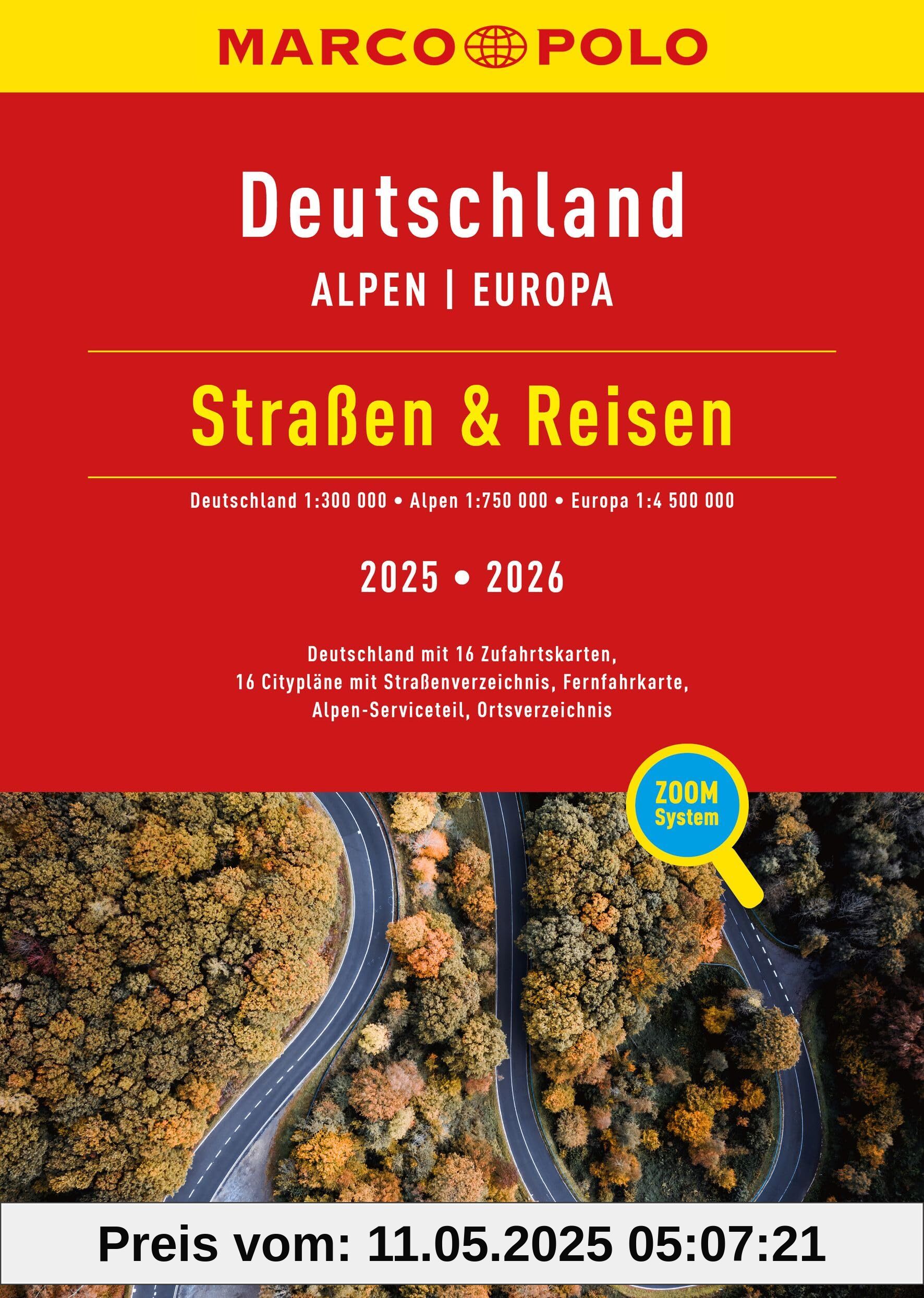 MARCO POLO Straßen & Reisen 2025/2026 Deutschland 1:300.000: Alpen 1:750.000, Europa 1:4,5 Mio. (MARCO POLO Reiseatlas)