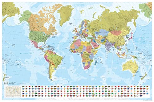 MARCO POLO Weltkarte - Staaten der Erde mit Flaggen 1:35 Mio., plano in Hülse: 120 x 80 cm (MARCO POLO Panorama) von MAIRDUMONT