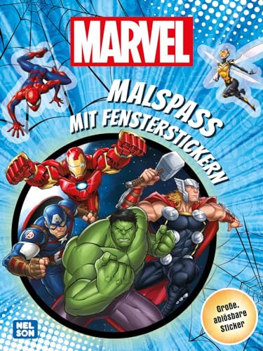 MARVEL: Malspaß mit Fensterstickern: Große, ablösbare Sticker mit Superhelden und mehr als 20 Ausmalbilder (ab 4 Jahren) von Nelson