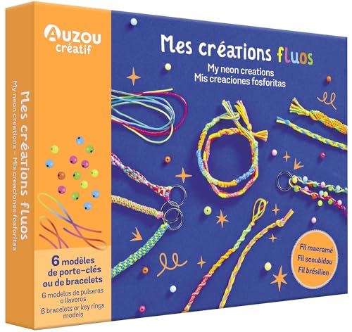 MON COFFRET D'ARTISTE - MES CREATIONS FLUOS: Coffret avec 6 modèles de porte-clés ou de bracelets von AUZOU