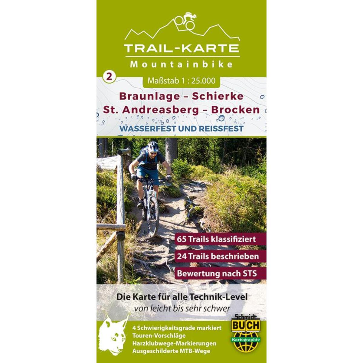 MTB (Mountain-Bike) Trail-Karte Harz 2: Braunlage - Schierke - St. Andreasberg -... von Schmidt-Buch-Verlag